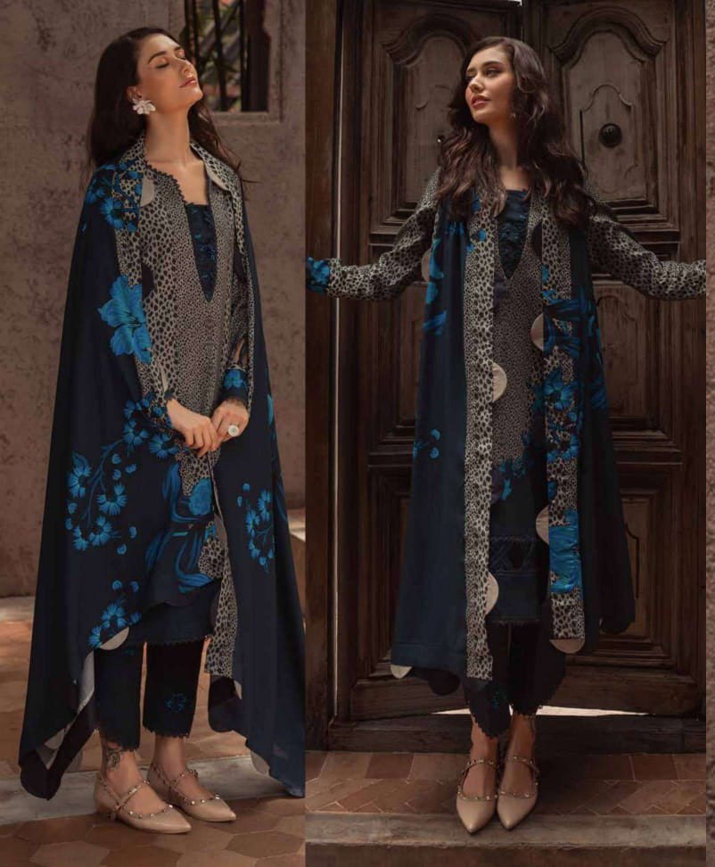 Charizma Unstitched Linen Collection - Navy Blue