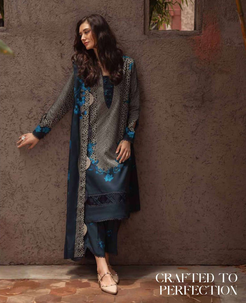 Charizma Unstitched Linen Collection - Navy Blue