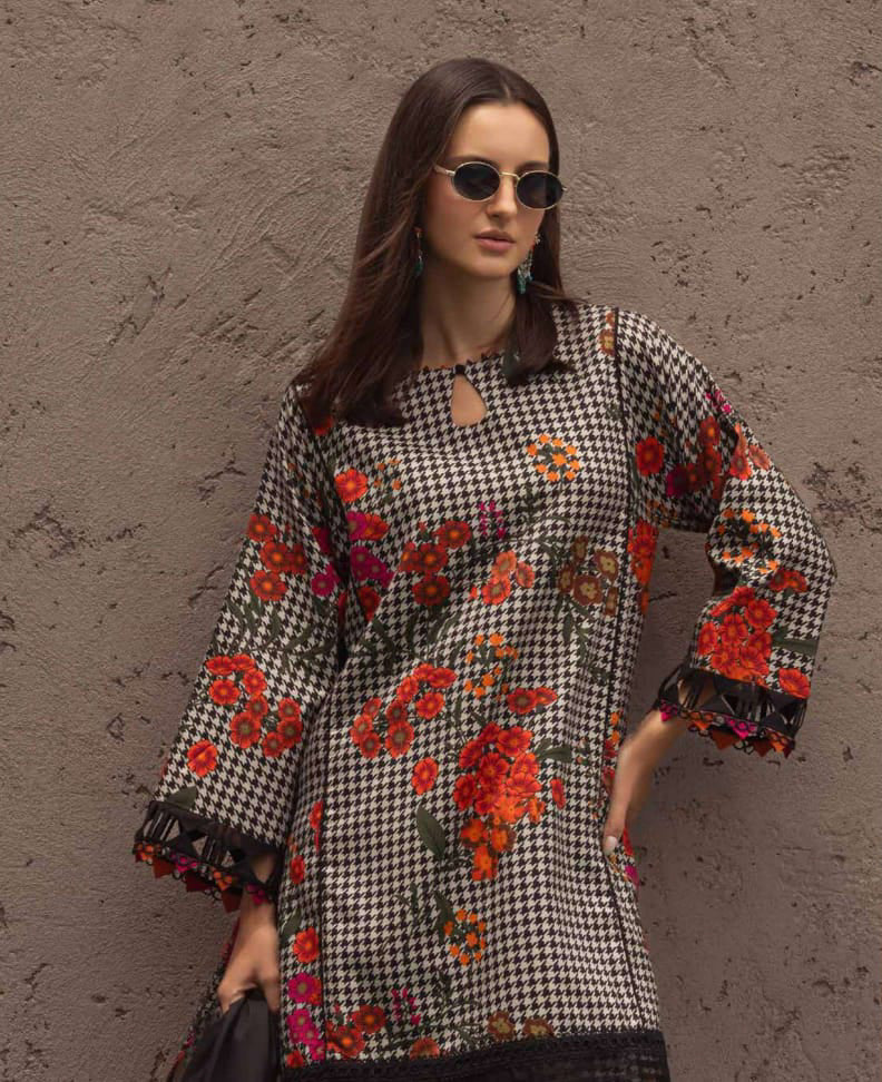 Charizma Unstitched Linen Collection - White/Black Check