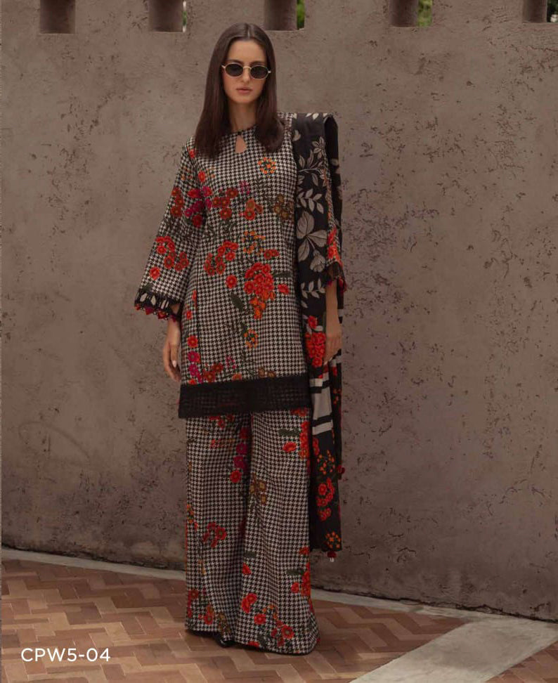 Charizma Unstitched Linen Collection - White/Black Check