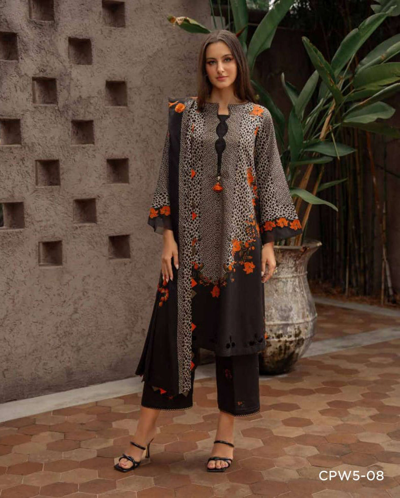 Charizma Unstitched Linen Collection - White/Black