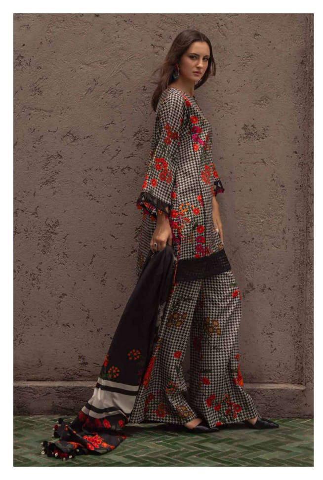 Charizma Unstitched Linen Collection - White/Black Check