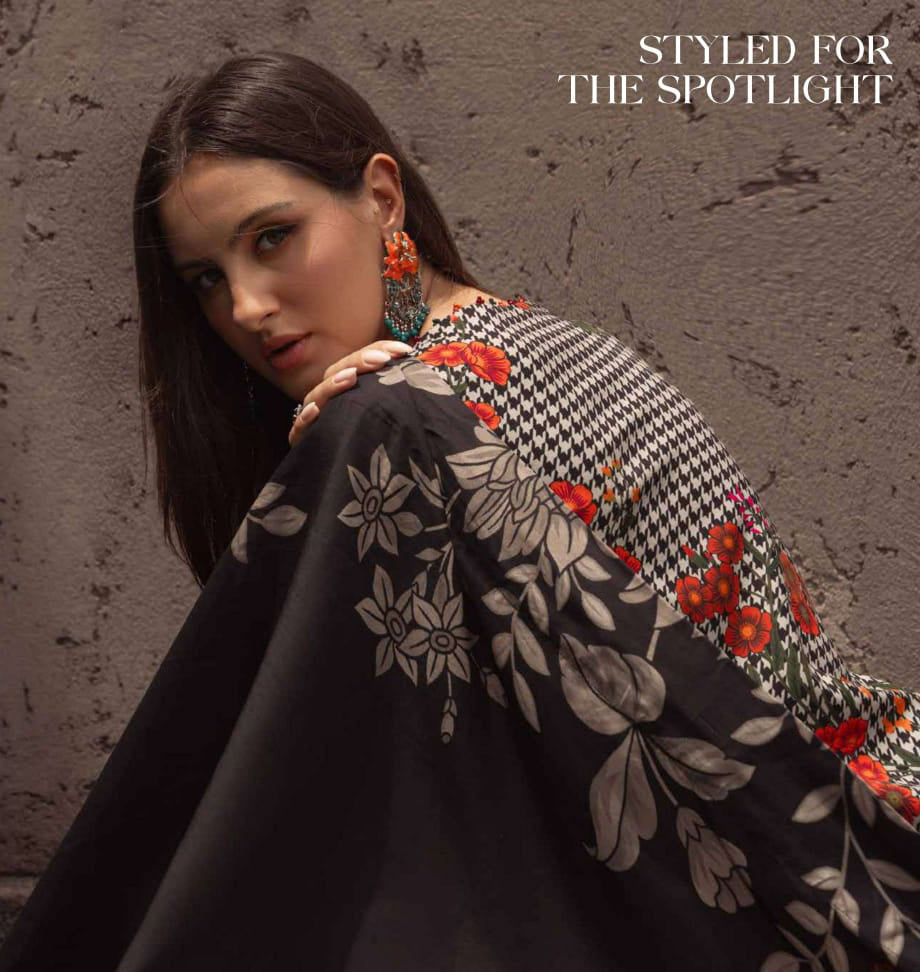 Charizma Unstitched Linen Collection - White/Black Check