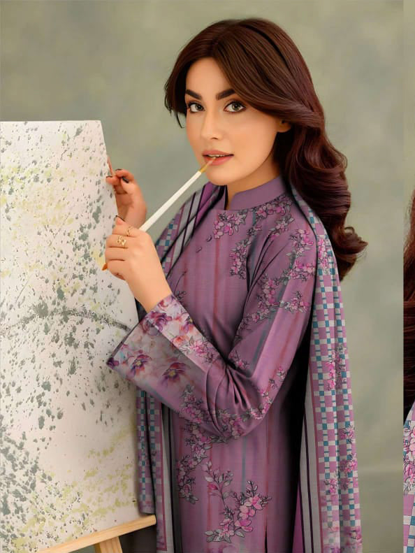 Angelica Digital Staple Zari Slub - Purple