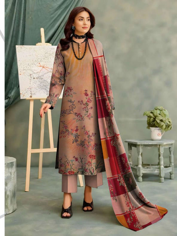 Angelica Digital Staple Zari Slub - Light Red