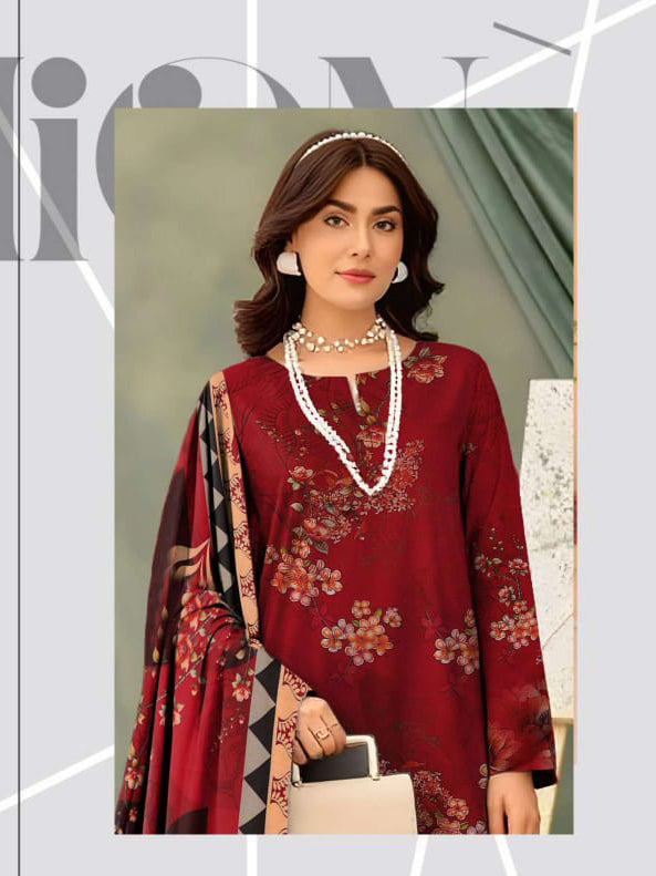 Angelica Digital Staple Zari Slub - Red