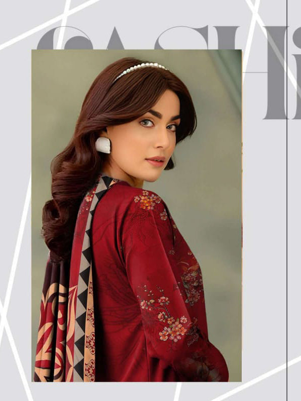 Angelica Digital Staple Zari Slub - Red