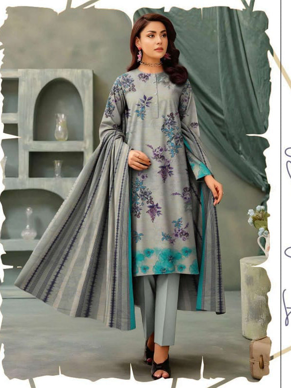 Angelica Digital Staple Zari Slub - Grey