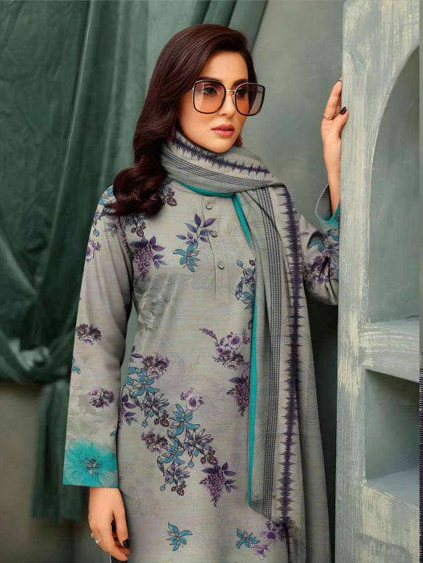 Angelica Digital Staple Zari Slub - Grey