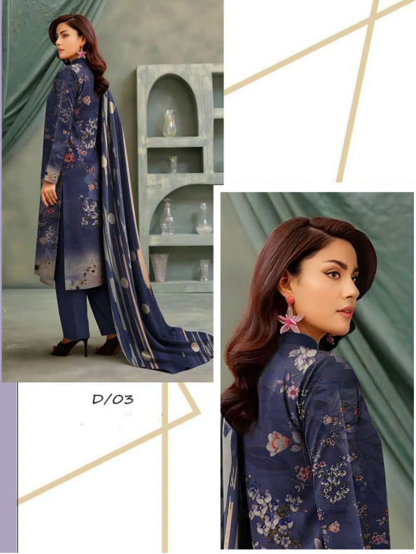 Angelica Digital Staple Zari Slub - Navy Blue