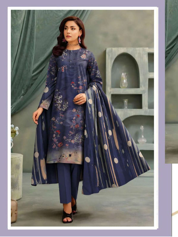 Angelica Digital Staple Zari Slub - Navy Blue