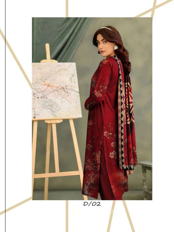 Angelica Digital Staple Zari Slub - Red