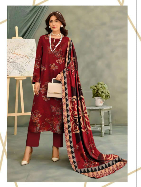 Angelica Digital Staple Zari Slub - Red