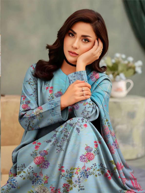 Angelica Digital Staple Zari Slub - Sky Blue