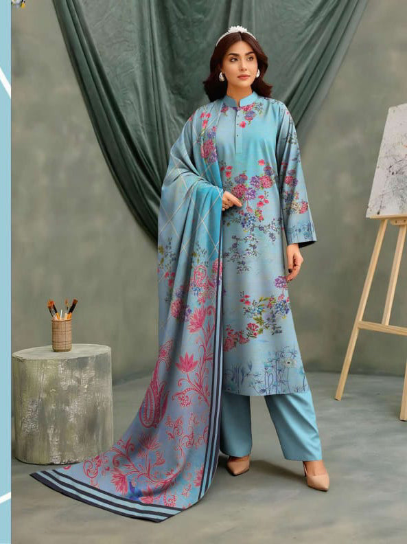 Angelica Digital Staple Zari Slub - Sky Blue