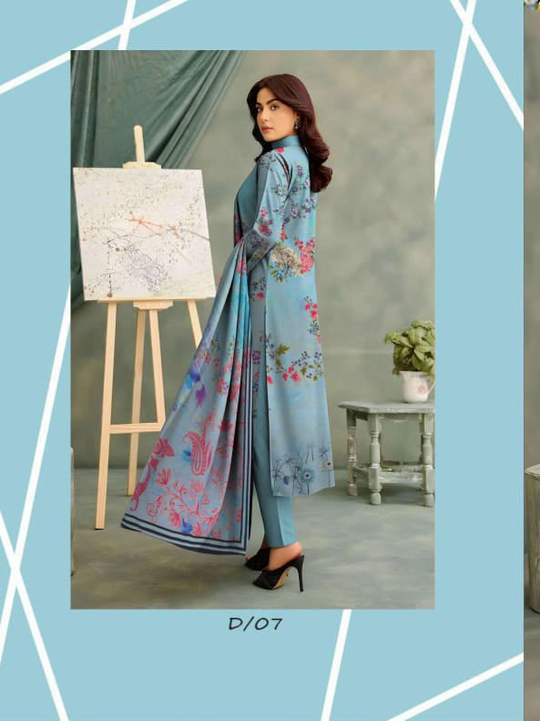 Angelica Digital Staple Zari Slub - Sky Blue